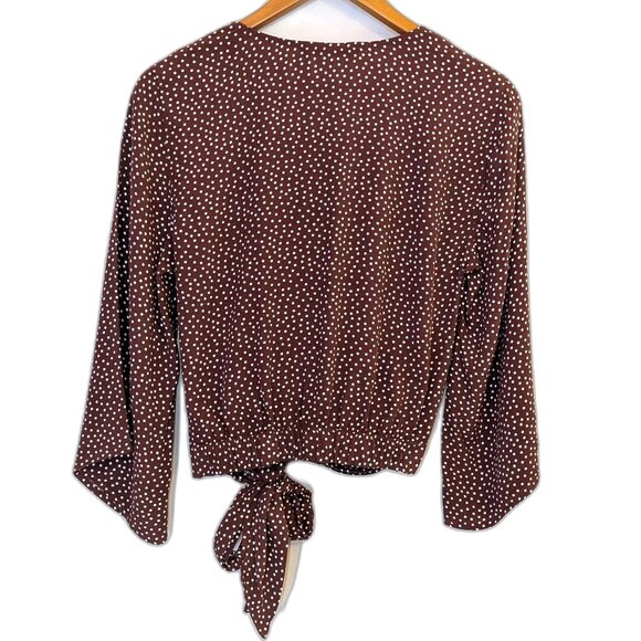 Abercrombie & Fitch | Burgundy Polka Dot Surplice ¾ Sleeve Blouse Top | Small - Picture 8 of 11